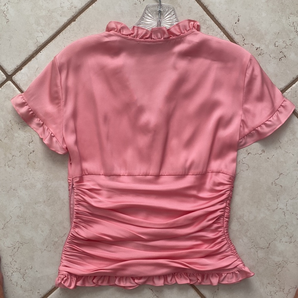 Antonio Melani Silk Spandex Small Pink ruffle blouse - Picture 7 of 7